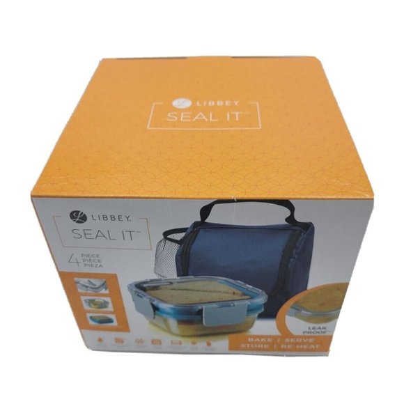 Libbey Glass Seal It 4 Piece Food Storage Vent Lid Dish - Picture 1 of 11